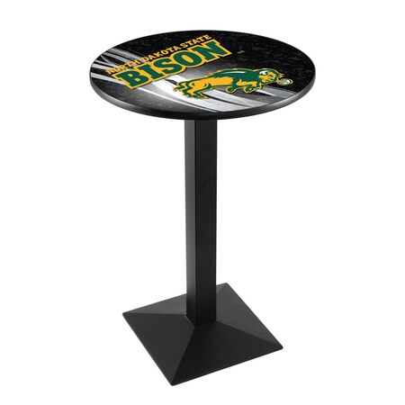Holland Bar Stool Co 42" Blk Wrinkle North Dakota State Pub Table, 28" dia. Top L217B4228NDakSt-B-D2